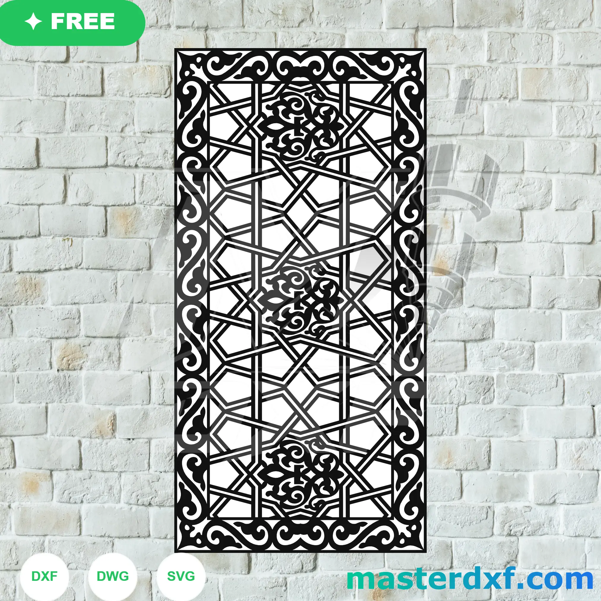Hexagon Lattice Ornate Border DXF Panel for Layered Gate Screens DXF File